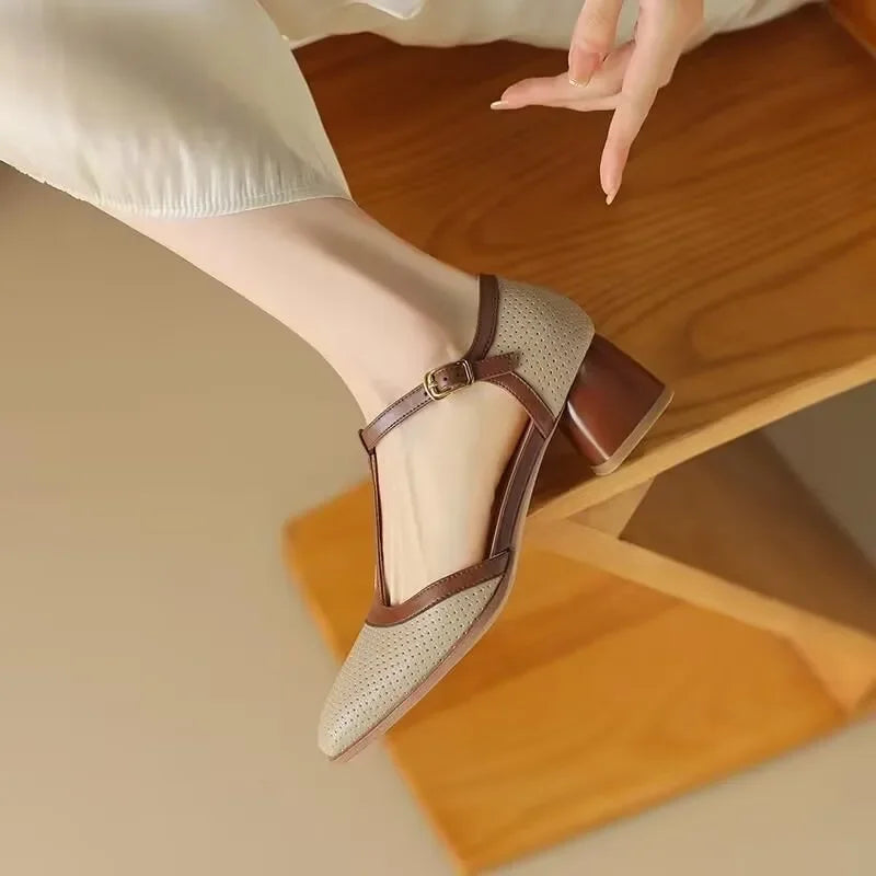 Isava Mid Heel Shoes Real Leather