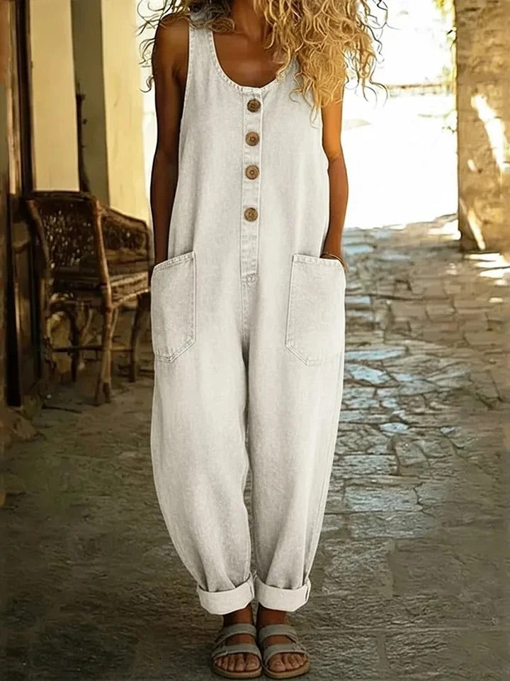 Harper – Vintage washed cotton denim overalls